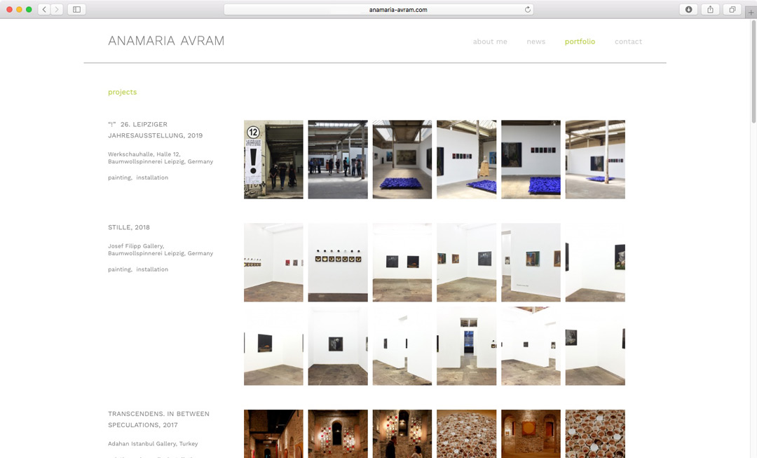 Diseño del sitio web de Anamaria Avram realizado por Karlos Kaplan