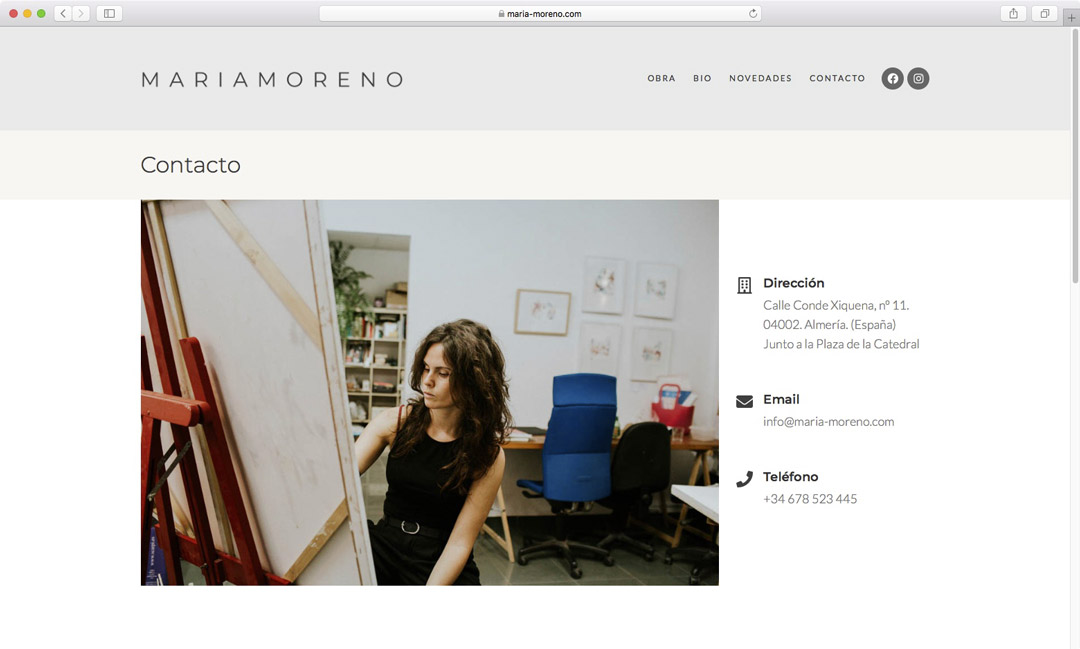 Diseño de sitio web adaptativo para la artista plástica María Moreno realizado por Karlos Kaplan